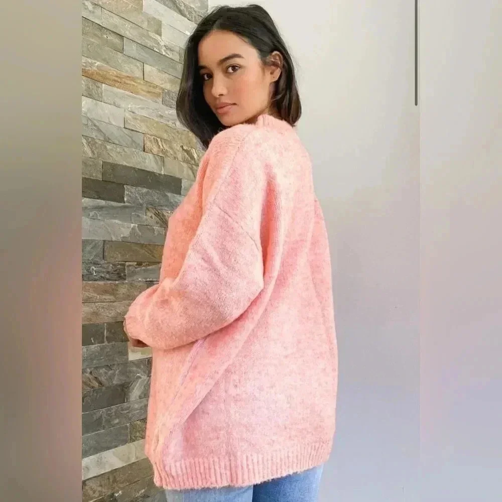 Positively Cozy Coral Pink Oversized Tunic Sweater